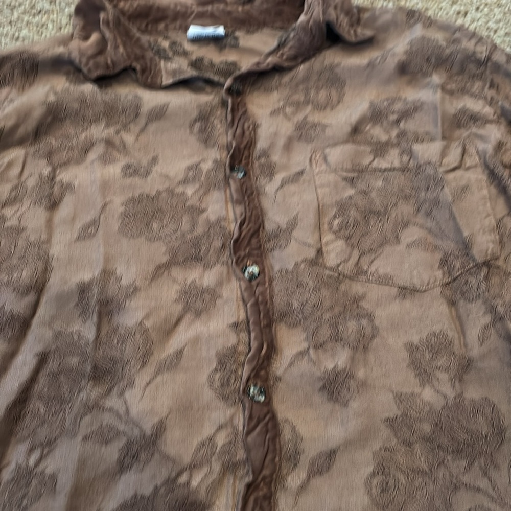Brown Floral Button-Up Shirt - Picture 2 of 5